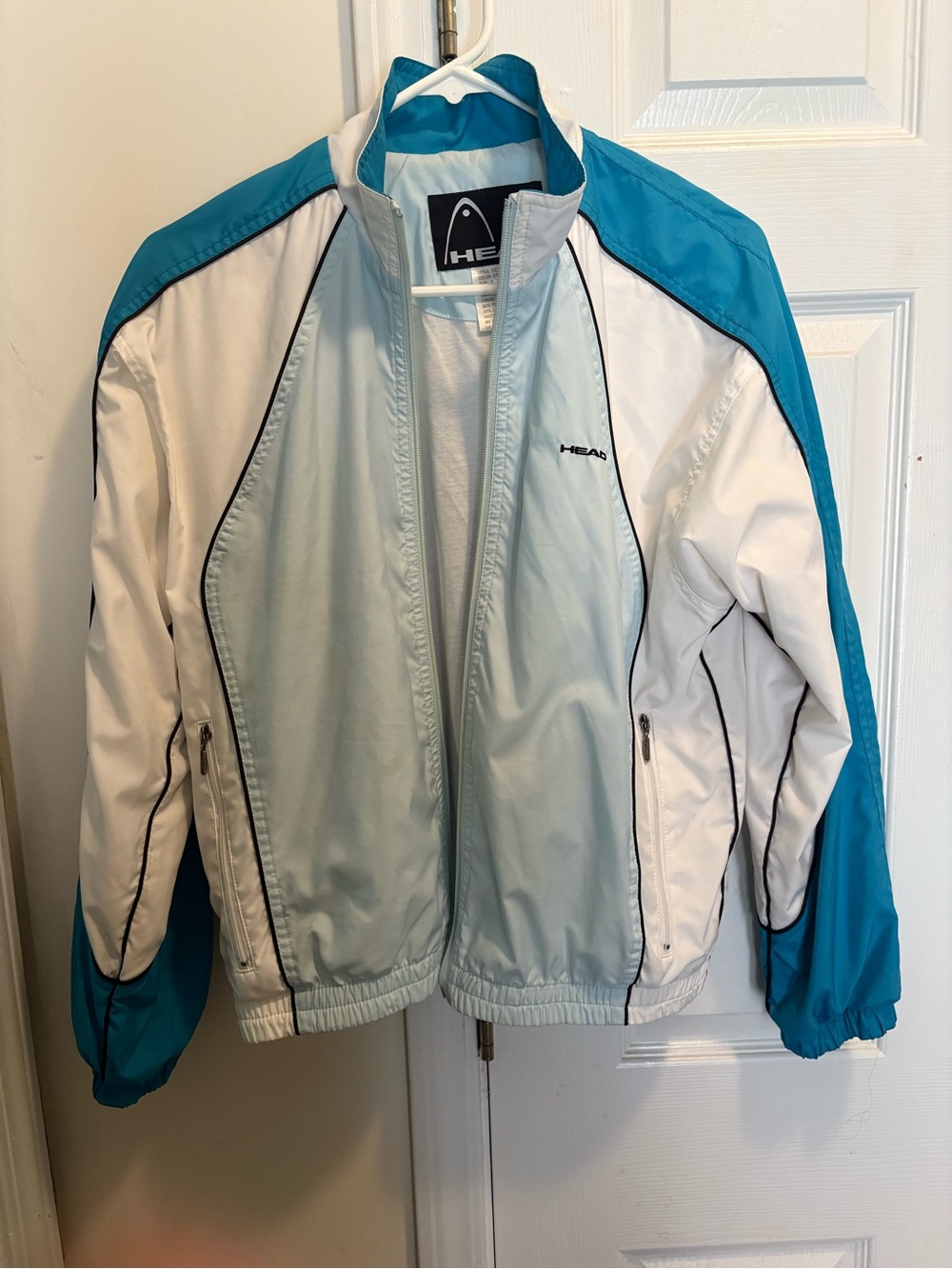 Head VTG Women's Size Small Teal & Black Long Sleeves Full Zip Up fitted Jacket